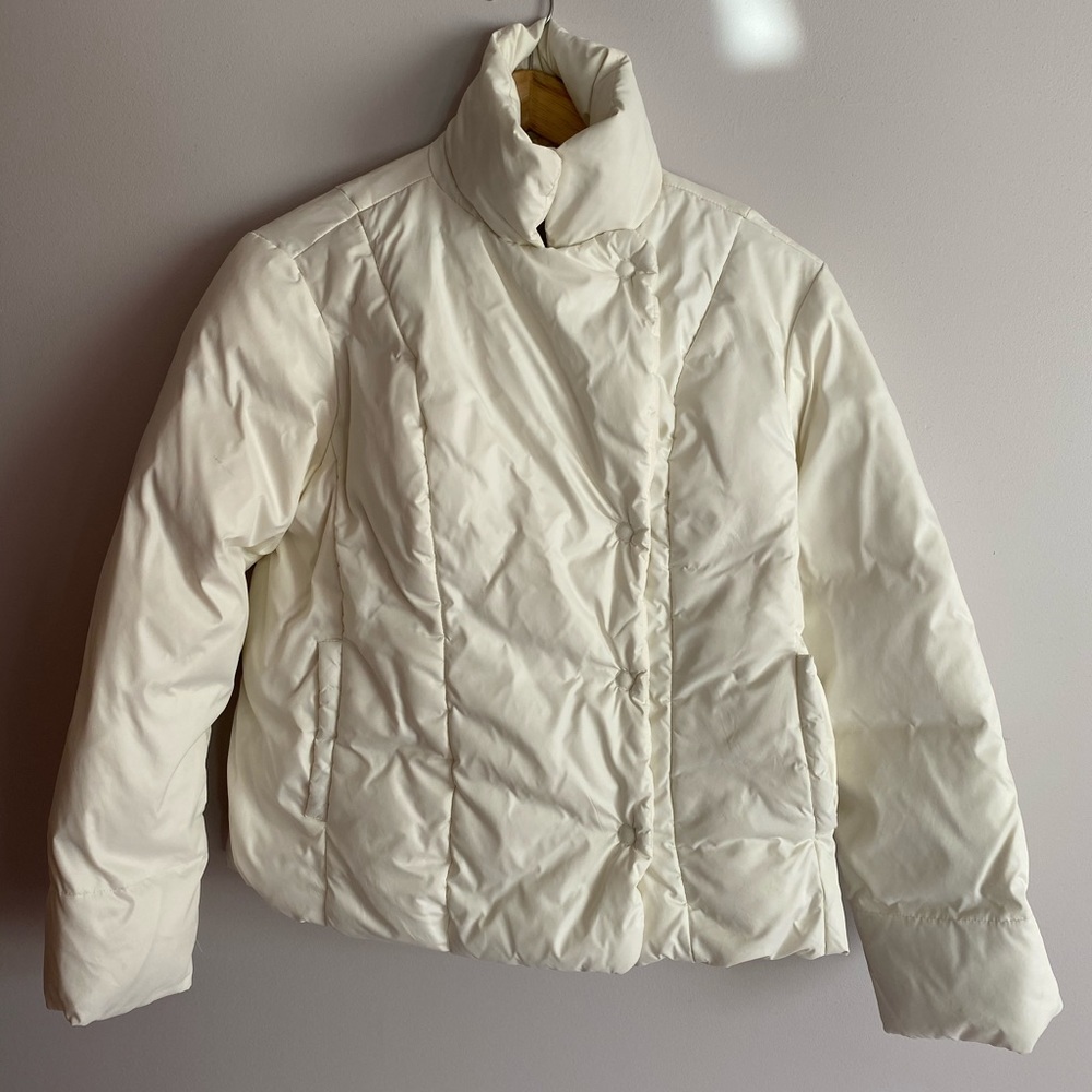 GAP Women’s Off White Side Snap Puffer Coat, sm